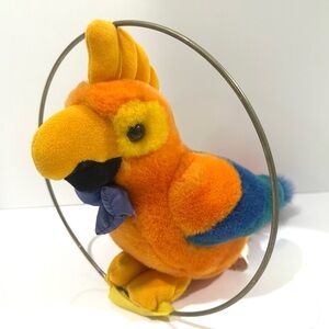 Vintage GAF Talking Parrot Bird Plush Motion Light Activated 1992 Orange Works!